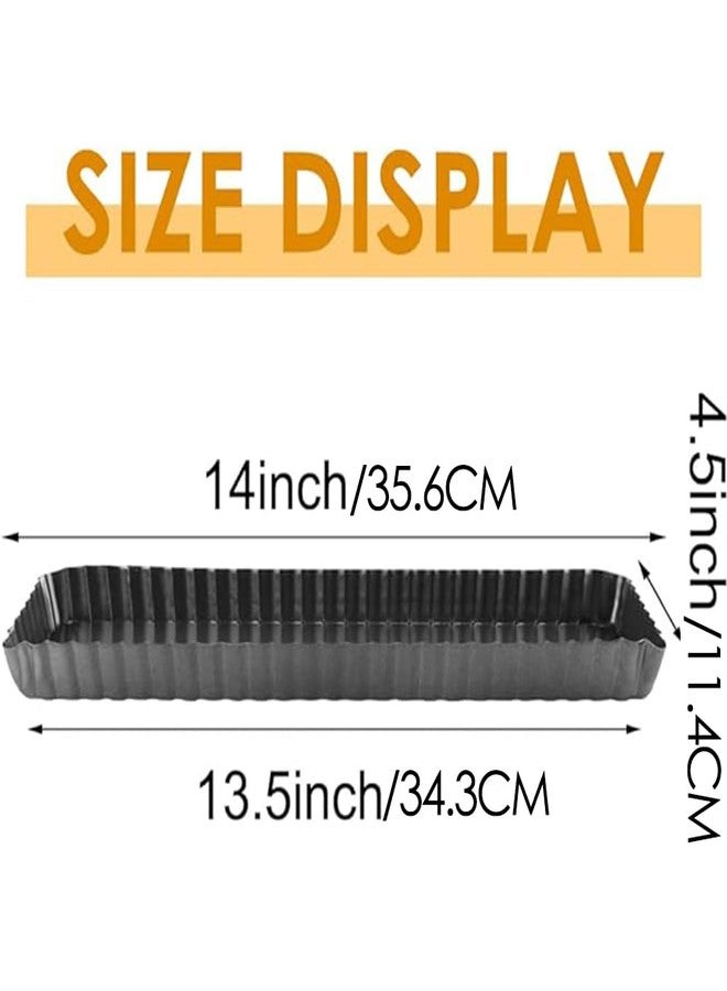 Cyimi Rectangular Tart Pan 14 Inch Nonstick Quiche Pie Pan with Removable Bottom Tart Pan for Pies, Quiche Bakeware, Cheese Cakes, Desserts - Image 2