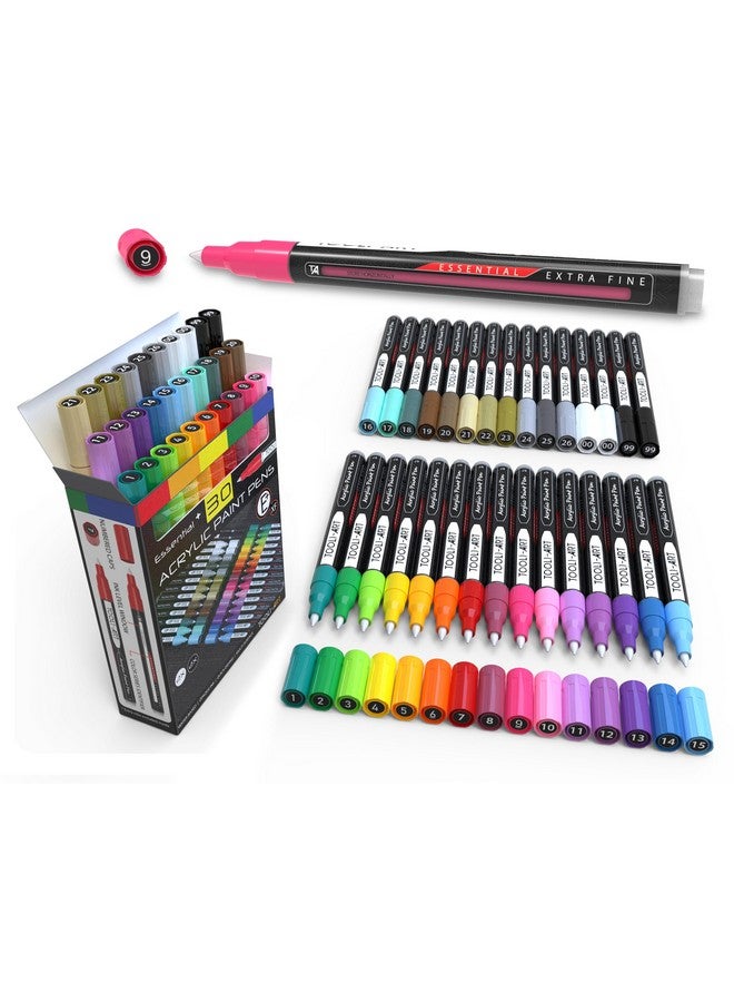TOOLI-ART Acrylic Paint Pens Assorted Vibrant Markers For Rock Painting, Canvas, Glass, Mugs, Wood, Fabric, Metal, Ceramics. Non Toxic, Quick Dry, Multi-Surface, Lightfast (Extra Fine) - Image 1