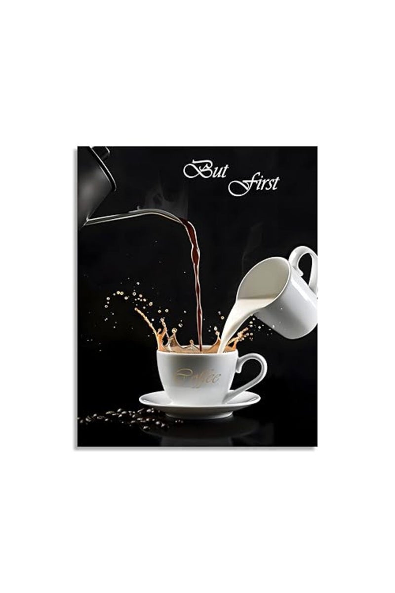 OWNANRTHM Coffee Canvas Wall Art Coffee Bar Wall Art Coffee Bar Signs for Wall But First Coffee Sign Pictures Coffee Poster Kitchen Coffee Painting for Kitchen Dining Room Wall Decor Framed 8X10 inch - Image 2