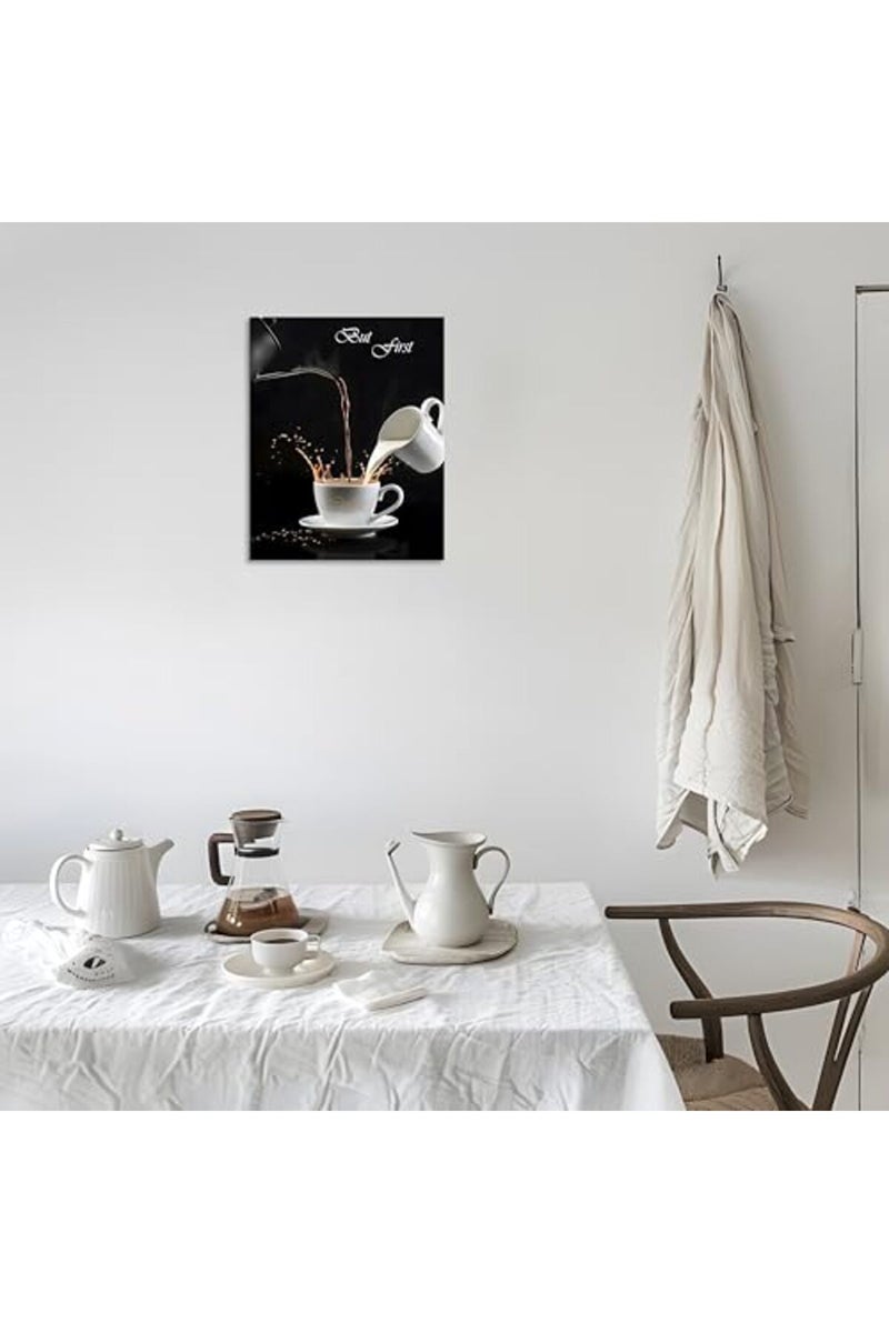 OWNANRTHM Coffee Canvas Wall Art Coffee Bar Wall Art Coffee Bar Signs for Wall But First Coffee Sign Pictures Coffee Poster Kitchen Coffee Painting for Kitchen Dining Room Wall Decor Framed 8X10 inch - Image 5