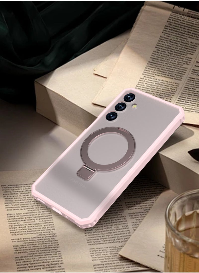 General Applicable to Samsung Galaxy A16 anti-drop magnetic suction bracket, mobile phone case A16 matte skin protection cover (pink)  - Image 2