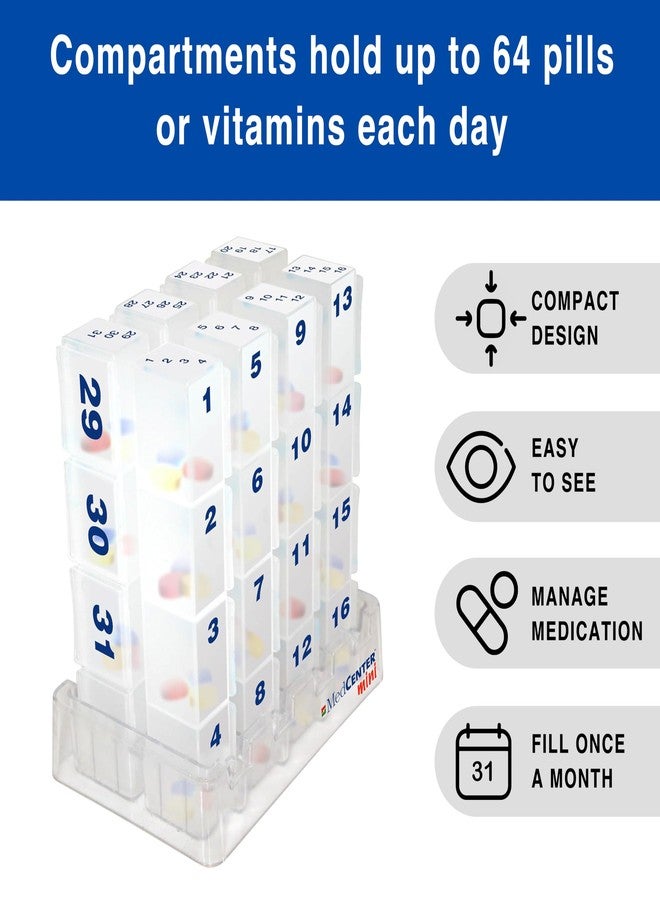 MedCenter Monthly Pill Organizer - 31-Day Pill System with Daily Numbered Boxes, Travel Canvas Pouch & Bonus Tweezers - Easy, Organized, and Simple Medication Management - Image 5
