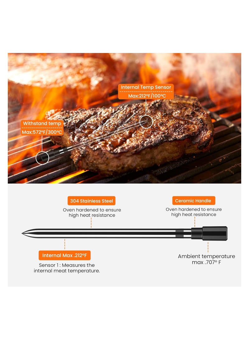 SYOSI Wireless Meat Thermometer IP67, with Probe, 300FT Digital Wireless Meat Thermometer with Alarm Function, for The Oven, Grill, Kitchen, BBQ, Smoker, Rotisserie, Meat Grill Thermometer - Image 3