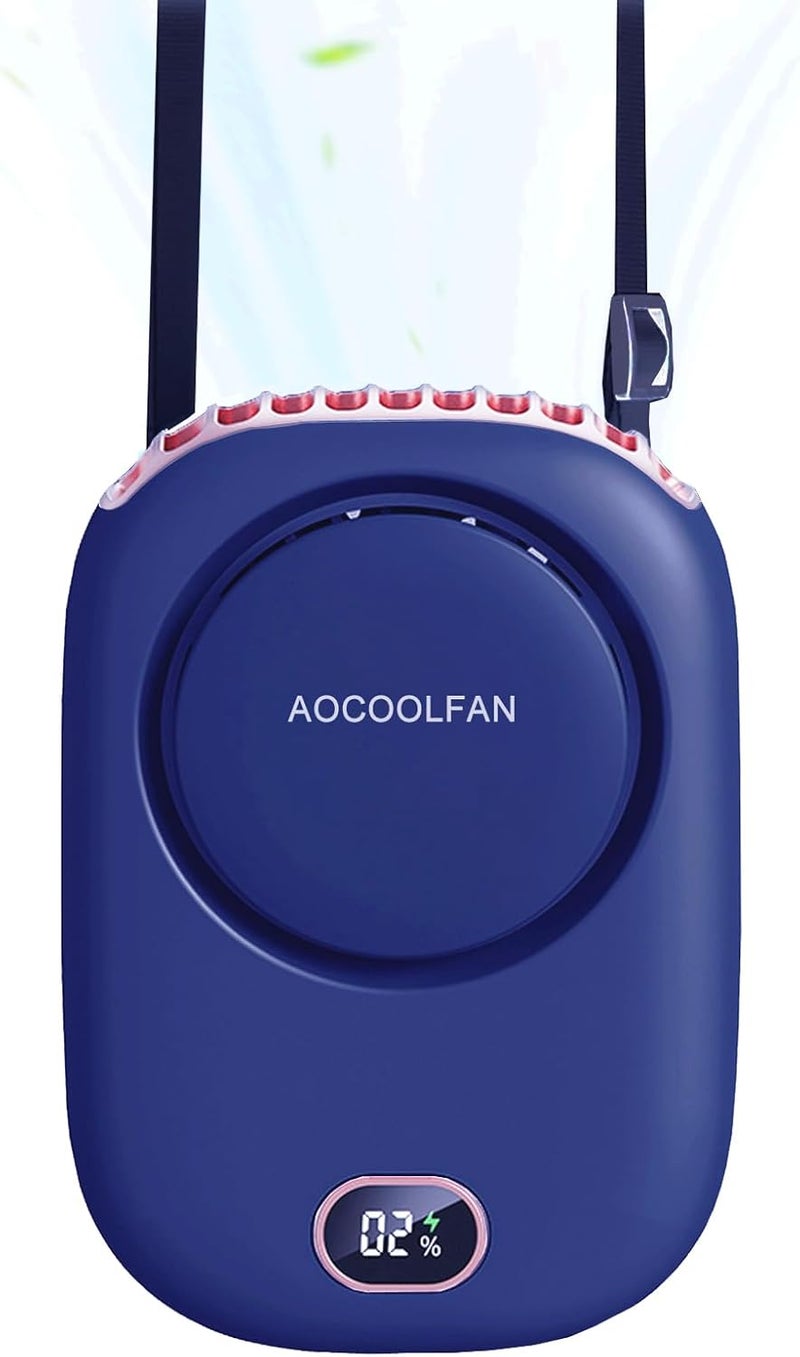 AOCOOLFAN Portable Neck Fan, Handheld Mini Fan Small Personal Fan, Hand Held Fan USB Rechargeable Eyelash Fan for Kids Girls Boys Woman Man Home Outdoor Travel (navy blue) - Image 1