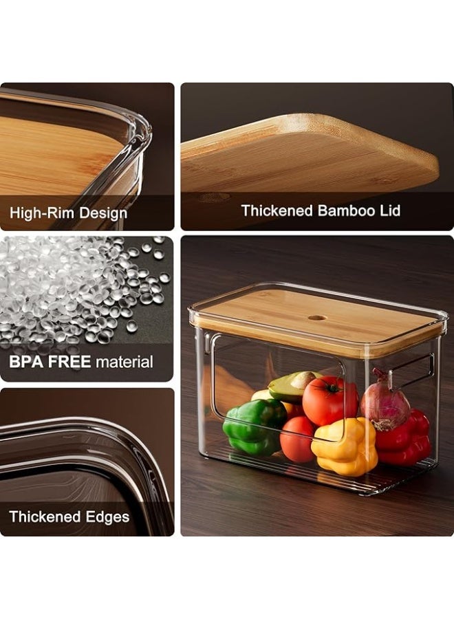 Arabest Pantry Organizers and Storage with Straight Side, 2 Set Stackable Bin with Open Front for Onion,Potato,Garlic,Fruit, Clear Storage Bin with Bamboo Lid for Kitchen Cabinet, Countertop, Bathroom - Image 4