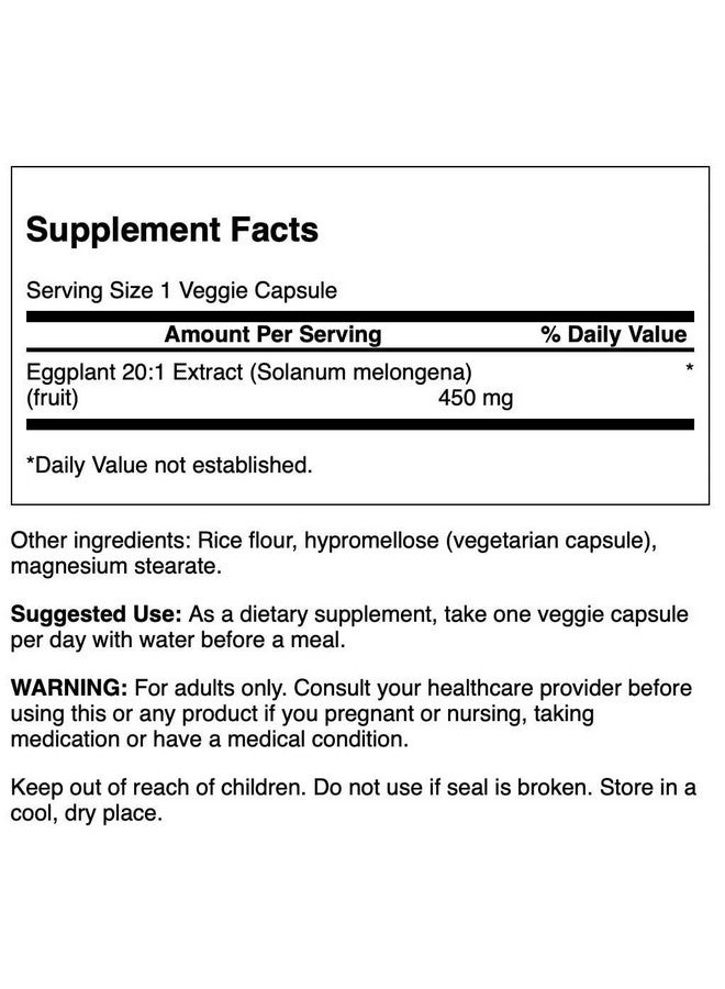 Swanson Eggplant Extract 20:1 450 Milligrams 30 Veg Capsules - Image 2