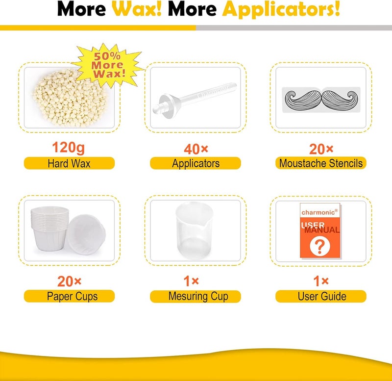 Charmonic 120g Nose Hair Waxing Kit with 40 Applicators - Quick & Painless Hair Remover for Men and Women, Up to 20 Uses - Image 2