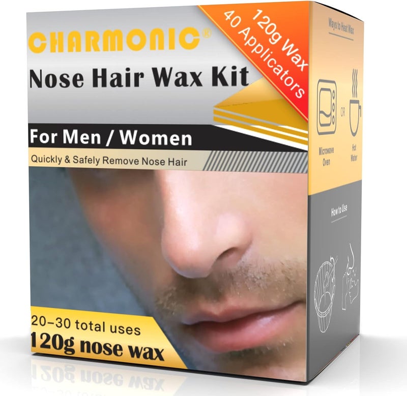Charmonic 120g Nose Hair Waxing Kit with 40 Applicators - Quick & Painless Hair Remover for Men and Women, Up to 20 Uses - Image 1