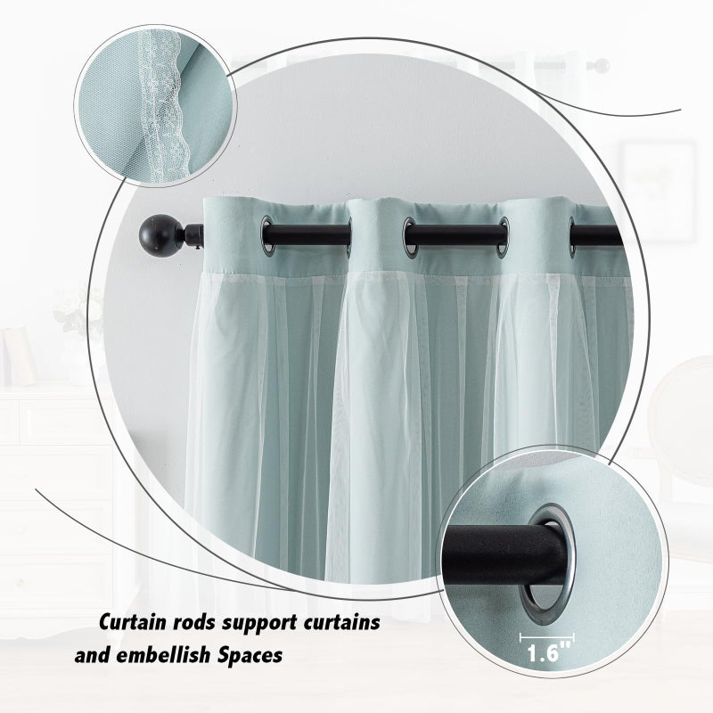 Anytime Home Curtains Blackout and Sheer Layered Solid Window Curtain Panel Pair with Grommet Top, 52Wx63L,Light Blue - Image 3