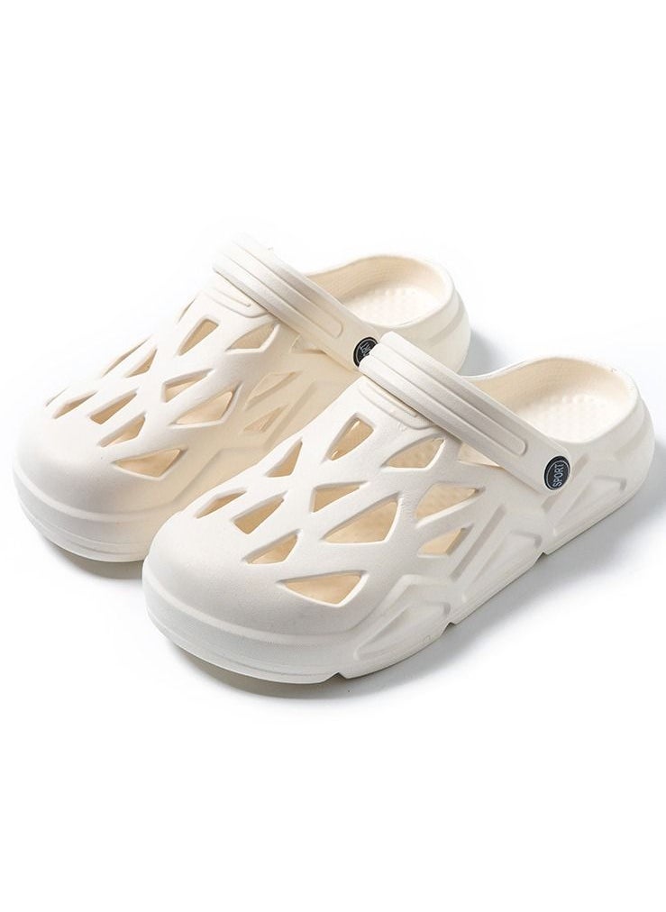 إسكدنيا Comfortable Solid Color Casual Beach Sandal Outdoor Non Slip Closed Toe Soft Soled Slippers White 