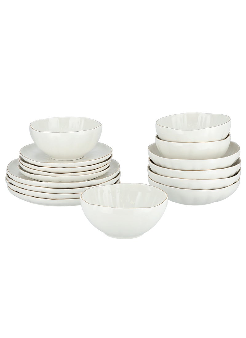La Mesa La Mesa 16 PCs Dinner Set Porcelain White with Gold Rim  - Image 1