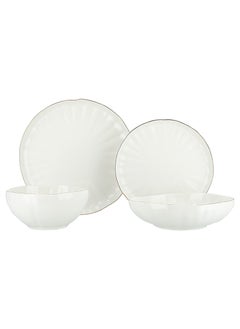 La Mesa La Mesa 16 PCs Dinner Set Porcelain White with Gold Rim  - Image 2