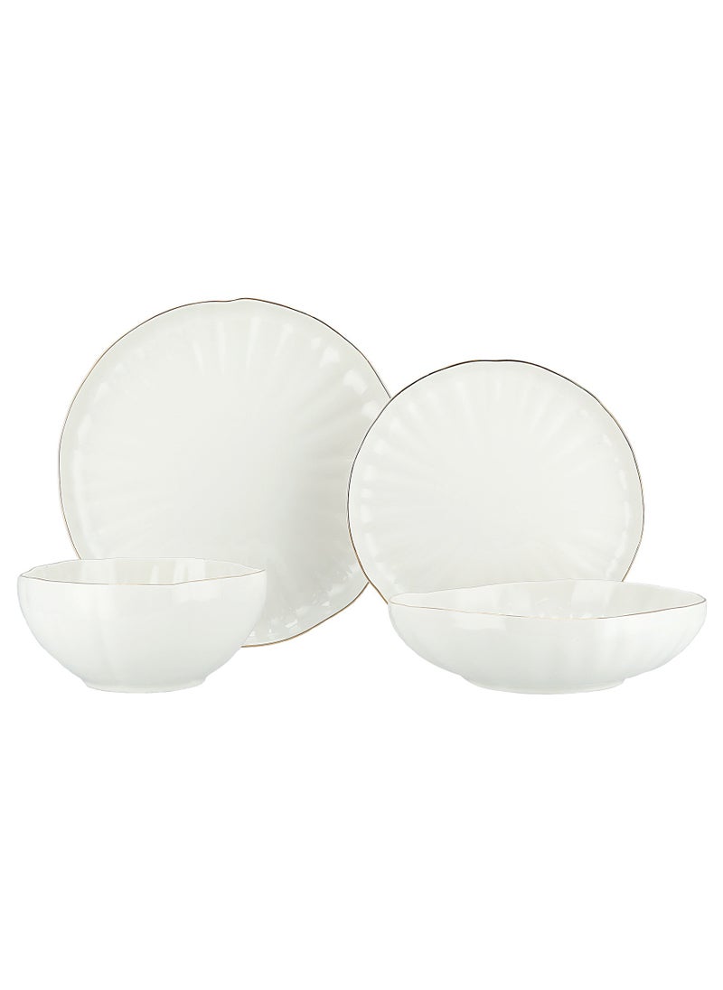 La Mesa La Mesa 16 PCs Dinner Set Porcelain White with Gold Rim  - Image 2