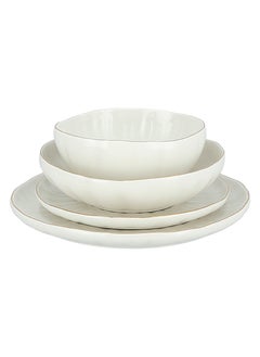 La Mesa La Mesa 16 PCs Dinner Set Porcelain White with Gold Rim  - Image 3