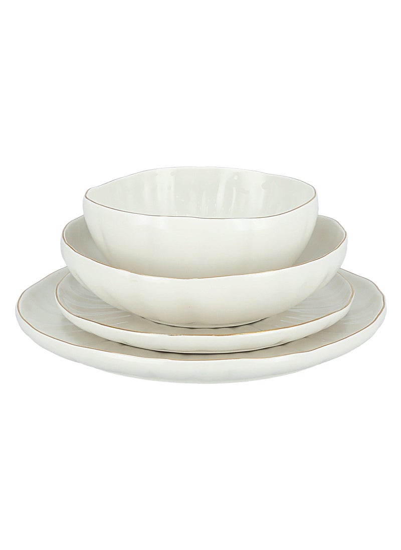La Mesa La Mesa 16 PCs Dinner Set Porcelain White with Gold Rim  - Image 3