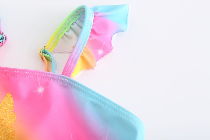 Akokvlar Two Pieces Swimsuit Mermaid Bikinis Tankini Bathing Suit for Little Girls (4T, Rainbow Unicorn) - Image 5