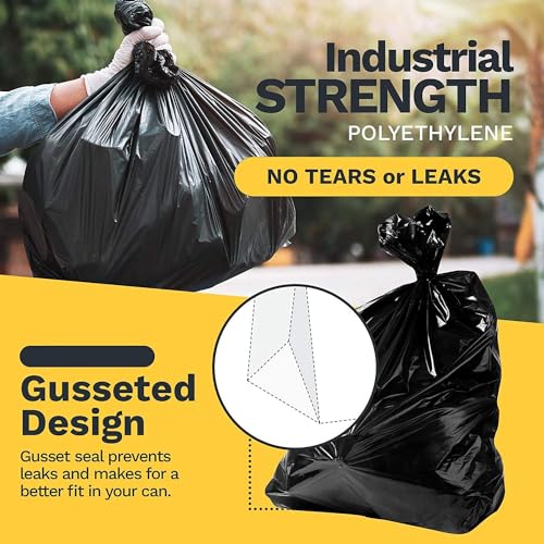 ToughBag 3033 Gallon Trash Bags Heavy Duty 50 COUNT 3 Mil Contractor Trash Bags Heavy Duty Black Contractor Can Liners Made In USA - Image 5