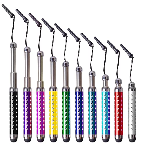 IC ICLOVER 10PCS Bling Retractable Stylus Pens for iPhone 14/13/12/11/PRO/Max/X/XS MAX, iPad, iPod, Samsung, Android Phone, Kindle, Tablet PC, Compatible with All Device with Capacitive Touch Screen - Image 1