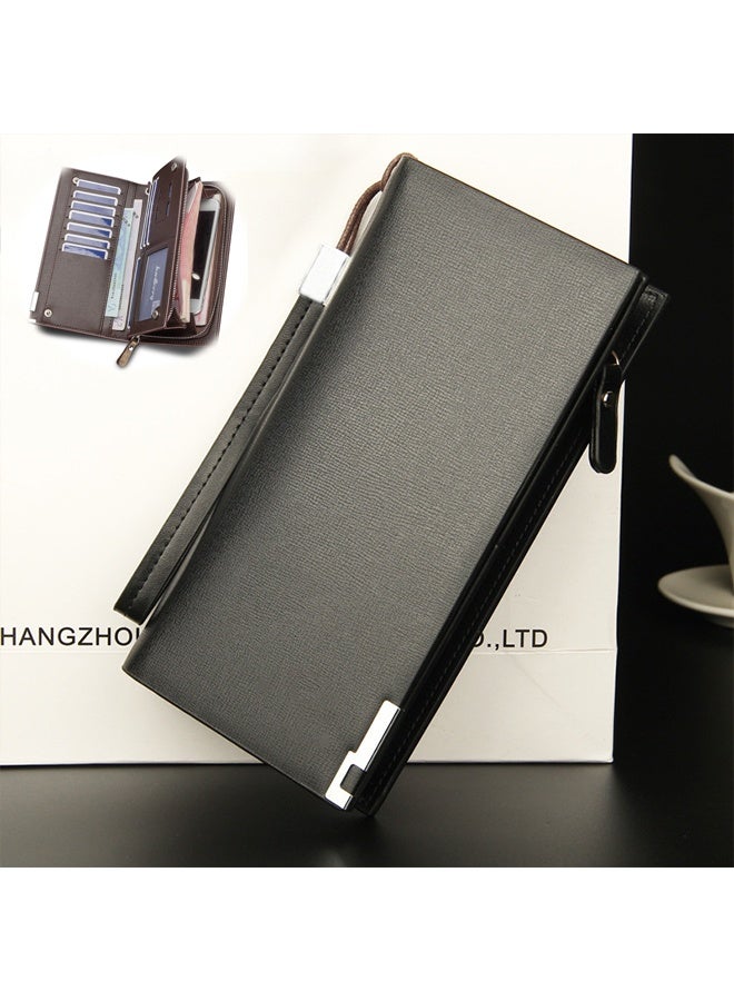 baellerry Men's Wallet, Multifunctional Casual Simple Leather Tri-Fold Card Holder, Bi-Fold Fashion Wallet with Id Window, Men's Business Gift, Black, Premium: Made of Handcrafted Leather - Image 1