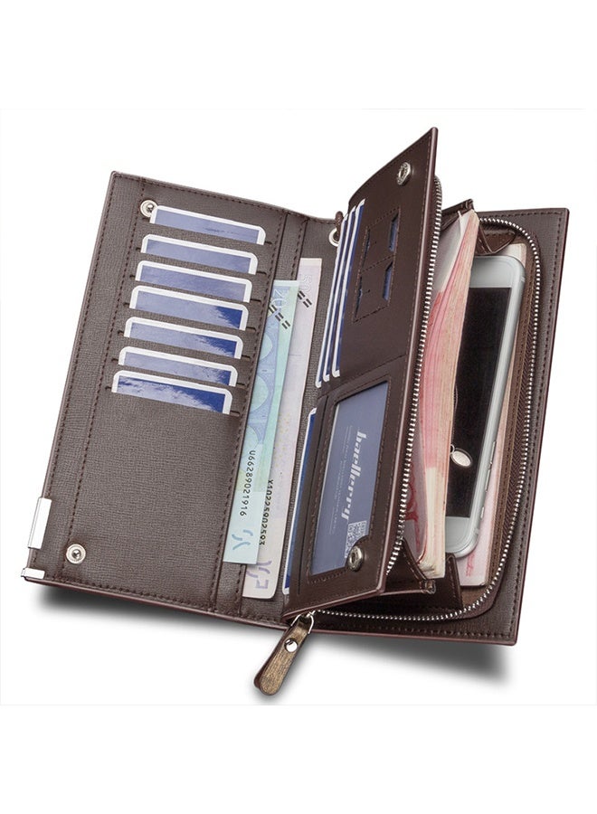 baellerry Men's Wallet, Multifunctional Casual Simple Leather Tri-Fold Card Holder, Bi-Fold Fashion Wallet with Id Window, Men's Business Gift, Black, Premium: Made of Handcrafted Leather - Image 3