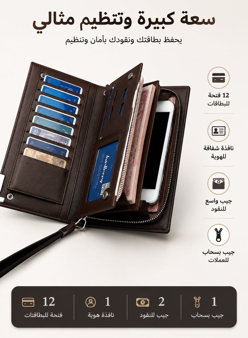baellerry Men’s Genuine Leather Wallet – Slim Tri-Fold & Bi-Fold Card Holder with ID Window & RFID Blocking – Multi-Card Business Wallet for Daily Use & Gift – Black - Image 2