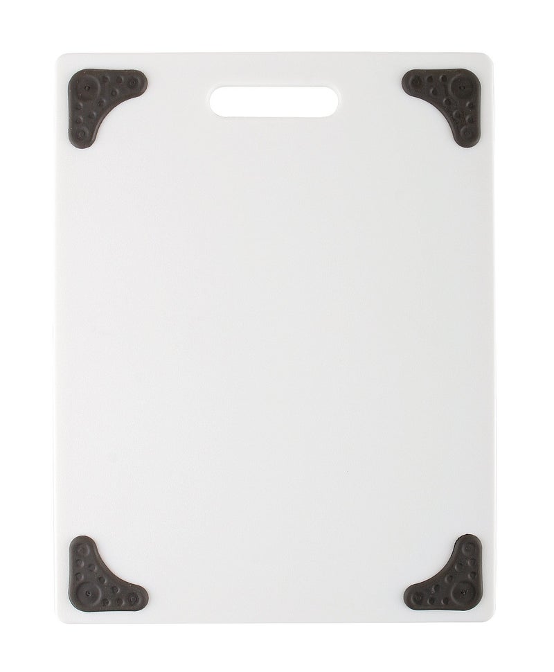Dexas Superboard Cutting Board with Handle and NonSlip Feet 11 by 145 inches White with Grey NonSlip Corners