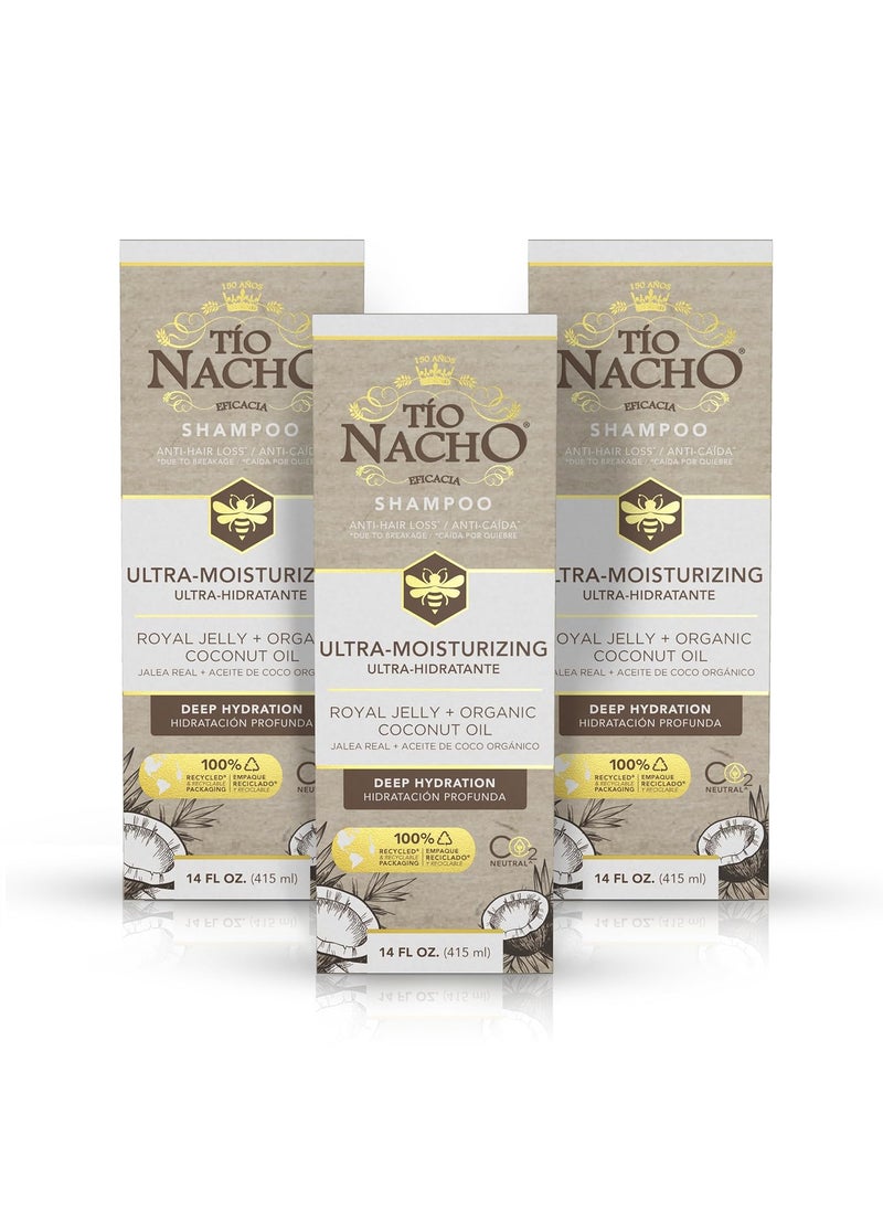 Tio Nacho Tio Nacho Ultra Hydration Shampoo with Coconut Oil  Royal Jelly Hydrating  Nourishing for Dry Damaged Hair Fights Frizz  Protects from Breakage 14 Fluid Ounces Pack of 3 