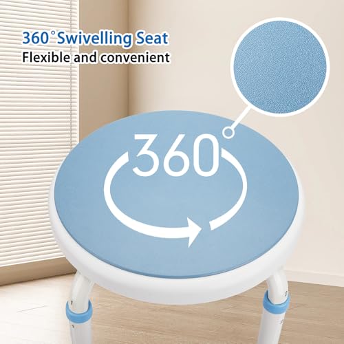 pxsulliao Foldable Adjustable Swivel Bath Seat Bathroom Bathtub Shower Chair Stool for Elderly and Disabled, Seniors Tub Transfer Bench for Inside Shower (Blue, Rotating Model) - Image 4