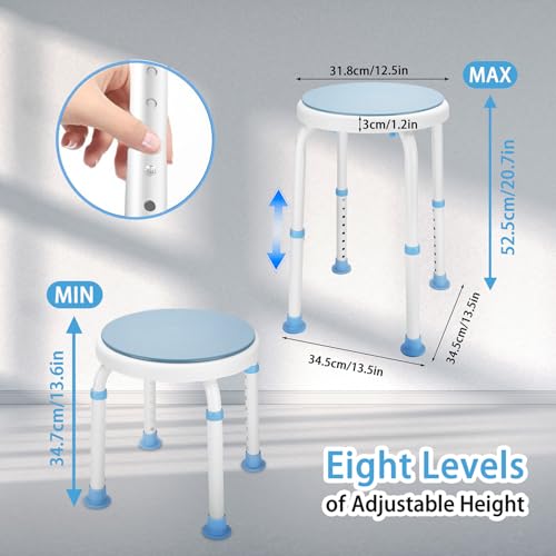 pxsulliao Foldable Adjustable Swivel Bath Seat Bathroom Bathtub Shower Chair Stool for Elderly and Disabled, Seniors Tub Transfer Bench for Inside Shower (Blue, Rotating Model) - Image 2