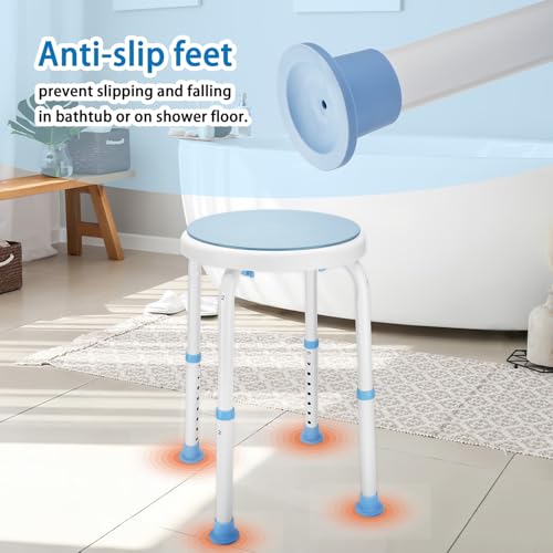 pxsulliao Foldable Adjustable Swivel Bath Seat Bathroom Bathtub Shower Chair Stool for Elderly and Disabled, Seniors Tub Transfer Bench for Inside Shower (Blue, Rotating Model) - Image 3