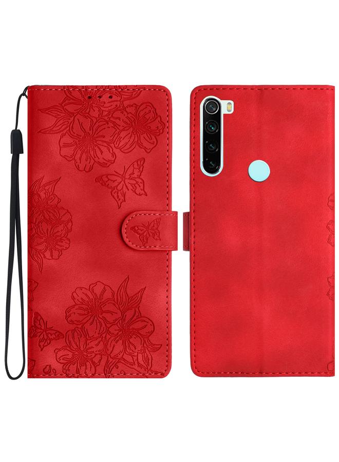 The Bros Case For Xiaomi Redmi Note 8T Cherry Blossom Butterfly Skin Feel Embossed PU Phone Case