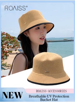 roaiss Women's Breathable UV Protection Bucket Hat, Lightweight Breathable Sun Hat with UV Protection for Summer Beach Outdoor, Fashion Accessories  - Image 1