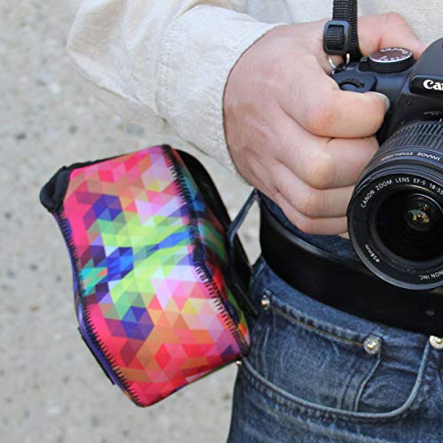 USA Gear Mirrorless Camera Sleeve - Neoprene Protection, Belt Loop, Accessory Pocket - Fits up to 6.25 x 3 x 6.5 in - Compatible with Canon Sony Nikon Fujifilm (Geometric) - Image 5