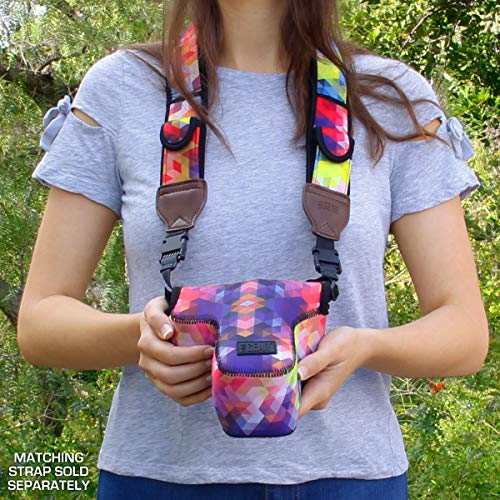 USA Gear Mirrorless Camera Sleeve - Neoprene Protection, Belt Loop, Accessory Pocket - Fits up to 6.25 x 3 x 6.5 in - Compatible with Canon Sony Nikon Fujifilm (Geometric) - Image 4