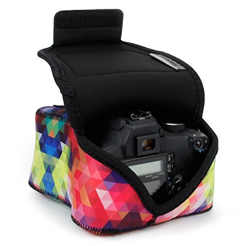 USA Gear Mirrorless Camera Sleeve - Neoprene Protection, Belt Loop, Accessory Pocket - Fits up to 6.25 x 3 x 6.5 in - Compatible with Canon Sony Nikon Fujifilm (Geometric) - Image 1