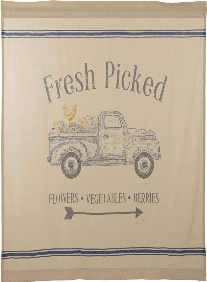 Piper Classics Fresh Picked Shower Curtain, Printed Blue Farm Truck/Produce & Flowers, 72" x 72", Bathroom Curtain - Image 4