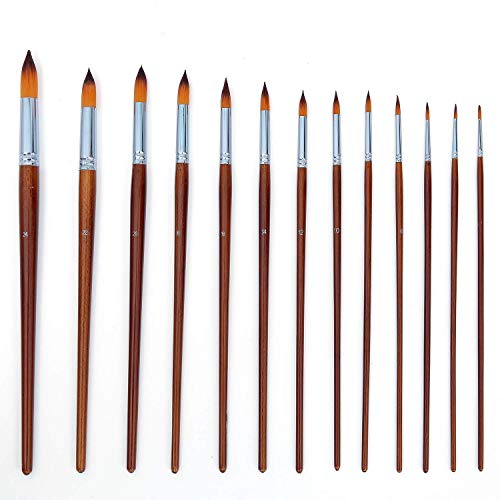 ArtBee 13 Pcs Long Handle Round Shape Artist Acrylic Painting Brushes Set(Nylon) - Image 5