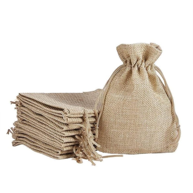 LifeKrafts Jute Linen Pouches for Diwali, Christmas & Party Gift Bag, Gifts Bags for Return Gifts Bags, (Natural Jute, 15x20 Cm) - Pack of 50 - Image 1