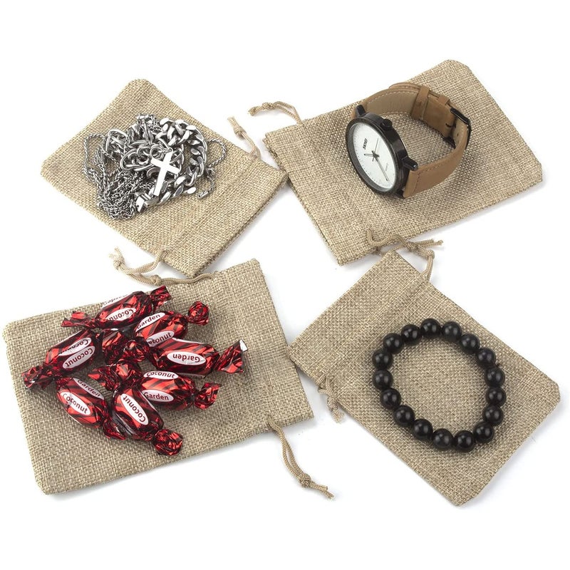 LifeKrafts Jute Linen Pouches for Diwali, Christmas & Party Gift Bag, Gifts Bags for Return Gifts Bags, (Natural Jute, 15x20 Cm) - Pack of 50 - Image 4