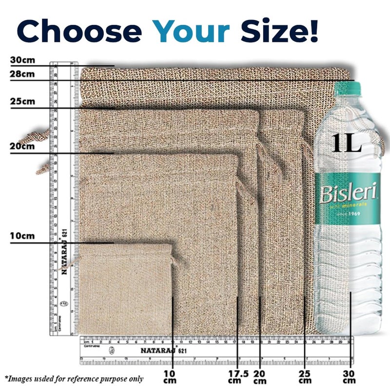 LifeKrafts Jute Linen Pouches for Diwali, Christmas & Party Gift Bag, Gifts Bags for Return Gifts Bags, (Natural Jute, 15x20 Cm) - Pack of 50 - Image 3