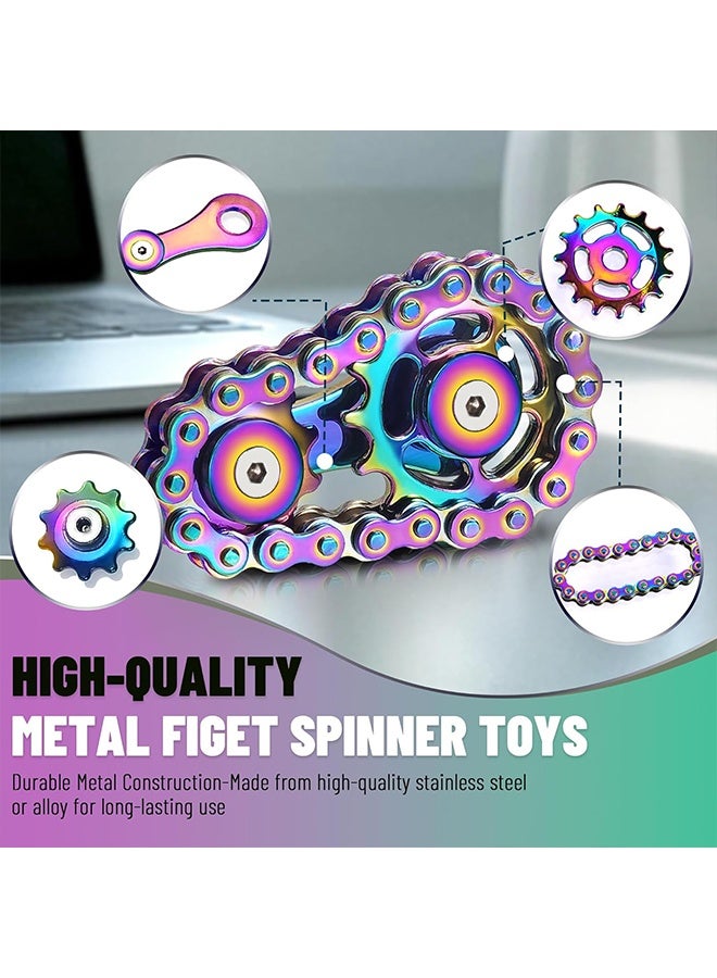 Teens Boys Metal Fidget Spinner Toys For Adults Figette Bike Chain Roller Cool Gadgets ADHD Anxiety Stress Relief Items Figet Desk Offices EDC Men Christmas Stocking Stuffers - Image 3