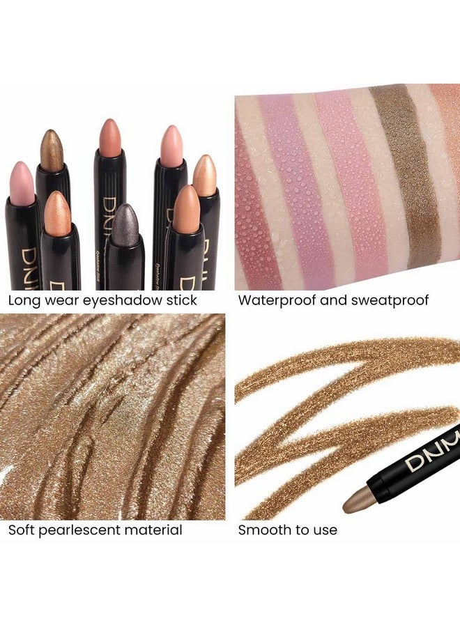 evpct 8Pcs Cream Eye Shadow Brightener Sticks Set For Eyes, Champagne Golden Rose Bronze Pink Waterlily Mauve Plum Smoky Amethyst Tawny Shimmer Matte Pencil Eye Shadow Crayon Stick Palette Makeup 06 - Image 3