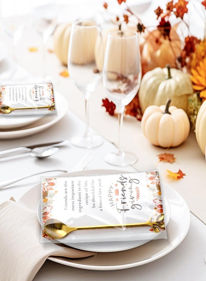 Skybooly 15 Set Happy Friendsgiving Teaspoons Thanksgiving Party Favors gold Stainless Steel Leaf Dessert Teaspoon Coffee Spoons with Thank You Tag Thanksgiving Gift Party Supplies for Guest - Image 5