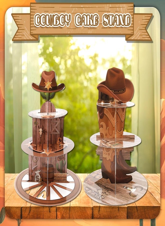 PQJSJDR 2 Pack Western Cowboy Cupcake Stand Decoration,3 Tier Cupcake Stand Boots on the Ground Decorations,Wild Cowboy Theme Party Decorations Cake Holder,for Birthday Baby Shower Party Decoration - Image 5