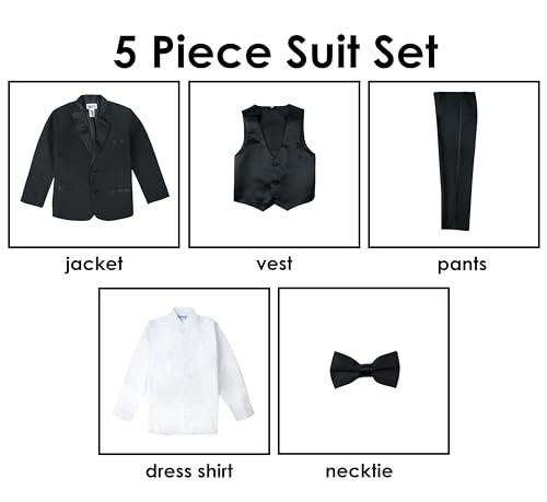 Spring Notion Boys' Classic Fit Tuxedo Set, No Tail 8 Black - Image 4