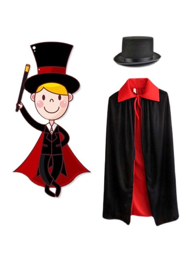 Loquat Magician Costume Adult Child Magician's Hat  Double Face Cloak Stage Costume-Color:Stand Collar Cloak + Magic Hat + Magic Wand + 120cm 【recommended Height 130-165cm】 - Image 2