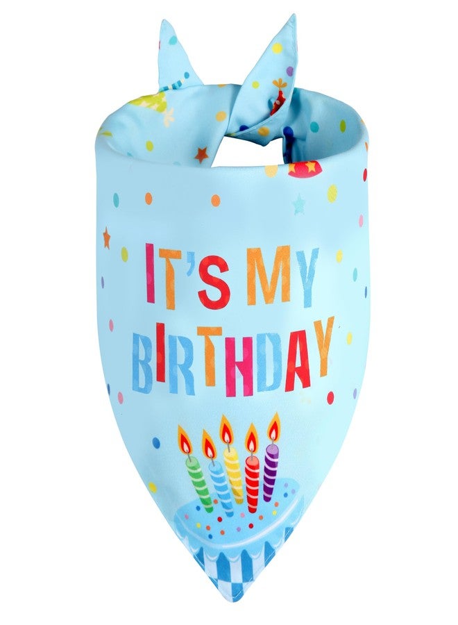 Agroon Boy Dog Birthday Bandana Blue Large 1PCS, Durable Triangle Reversible Scarf Bibs Handkerchief for Puppy Pet - Image 2