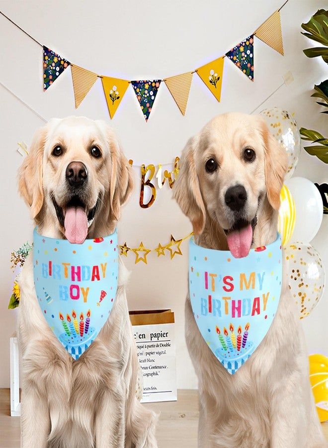 Agroon Boy Dog Birthday Bandana Blue Large 1PCS, Durable Triangle Reversible Scarf Bibs Handkerchief for Puppy Pet - Image 4