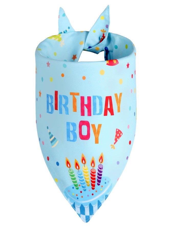 Agroon Boy Dog Birthday Bandana Blue Large 1PCS, Durable Triangle Reversible Scarf Bibs Handkerchief for Puppy Pet - Image 1