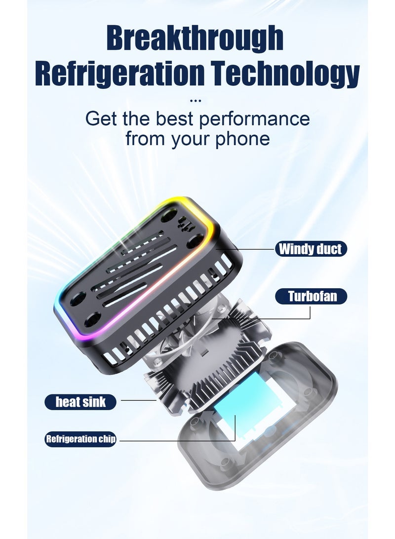 general Magnetic Mobile Cooler，Mobile Phone Cooler Fan，USB Cooling Fan for Phone, Temp Smart Control, RGB Light，Universal Semiconductor Radiator Game Pad Holder Stand - Image 3